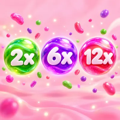 Üzerinde 2x, 6x ve 12x yazan üç renkli çarpan küresi